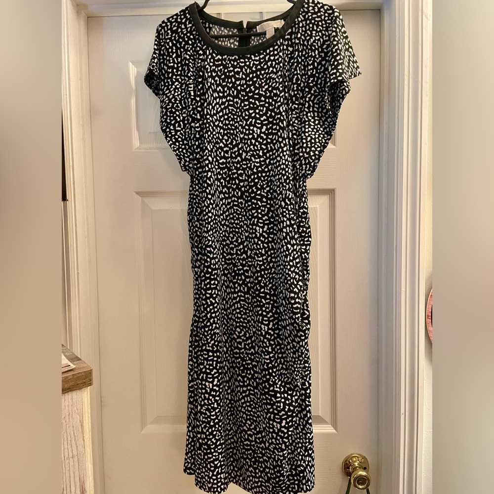 Michael Kors Black and White Sheath Dress with Dolman Sleeves